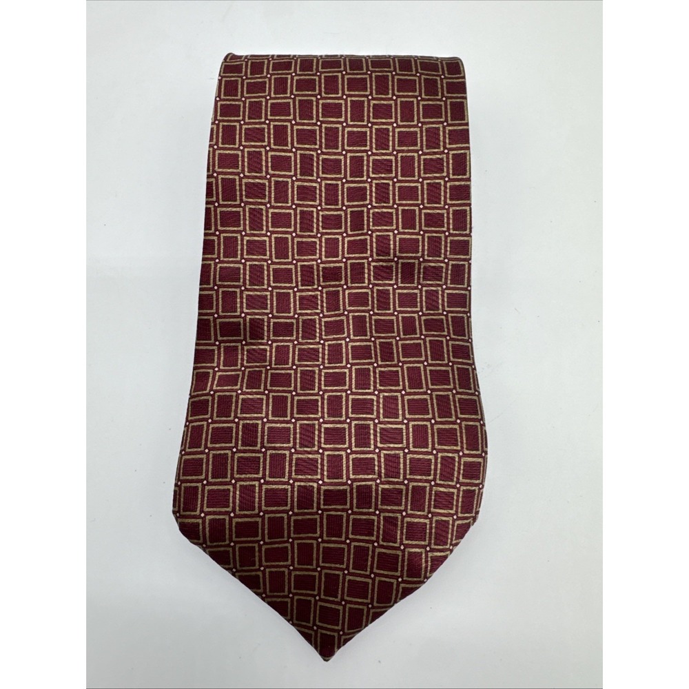 CARLOS DEVENEZIA‎ Men's 100% Silk 58" Necktie Designer Geometric Maroon Gold